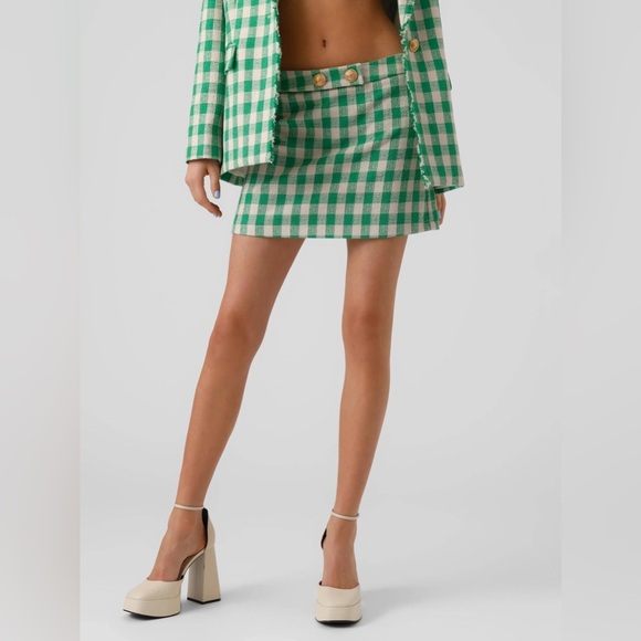 Vero Moda Breelil Tweed Mini Skirt in Green NWT - Picture 9 of 16